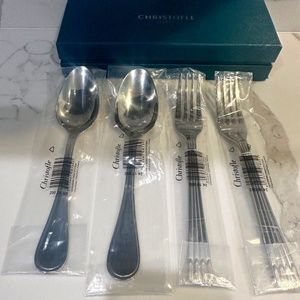 New Christofle OSIRIS Stainless Acier Forks & Alibi Acier Spoons Dinner Flatware